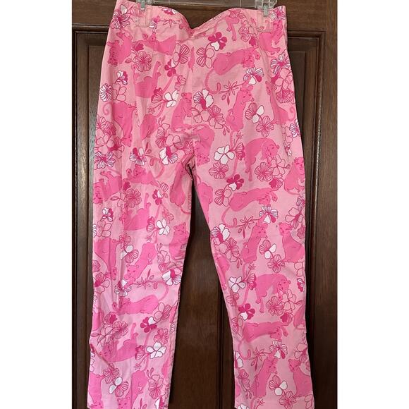 Lilly Pulitzer Pink Panther Pant Womens Size 12 Panther Floral Pattern High Rise - Picture 2 of 3
